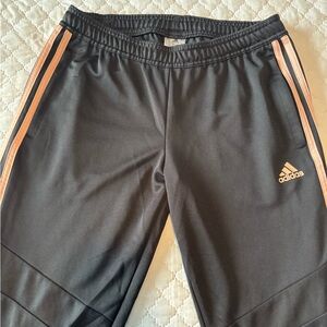 Adidas Black Joggers with Pink Stripes